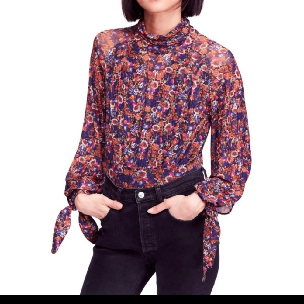 All Dolled Up Floral Print Mock Neck
